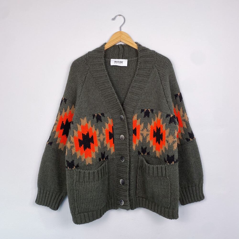 BAZAR Deluxe Southwestern Knit Cardigan Sweater 40